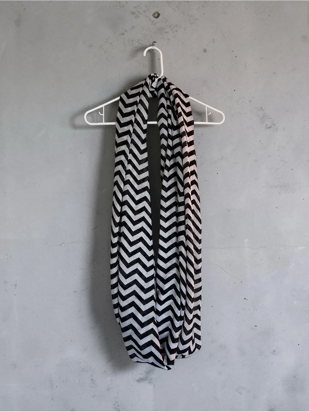 Yester Black & White Chevron Infinity Scarf – 100% Polyester